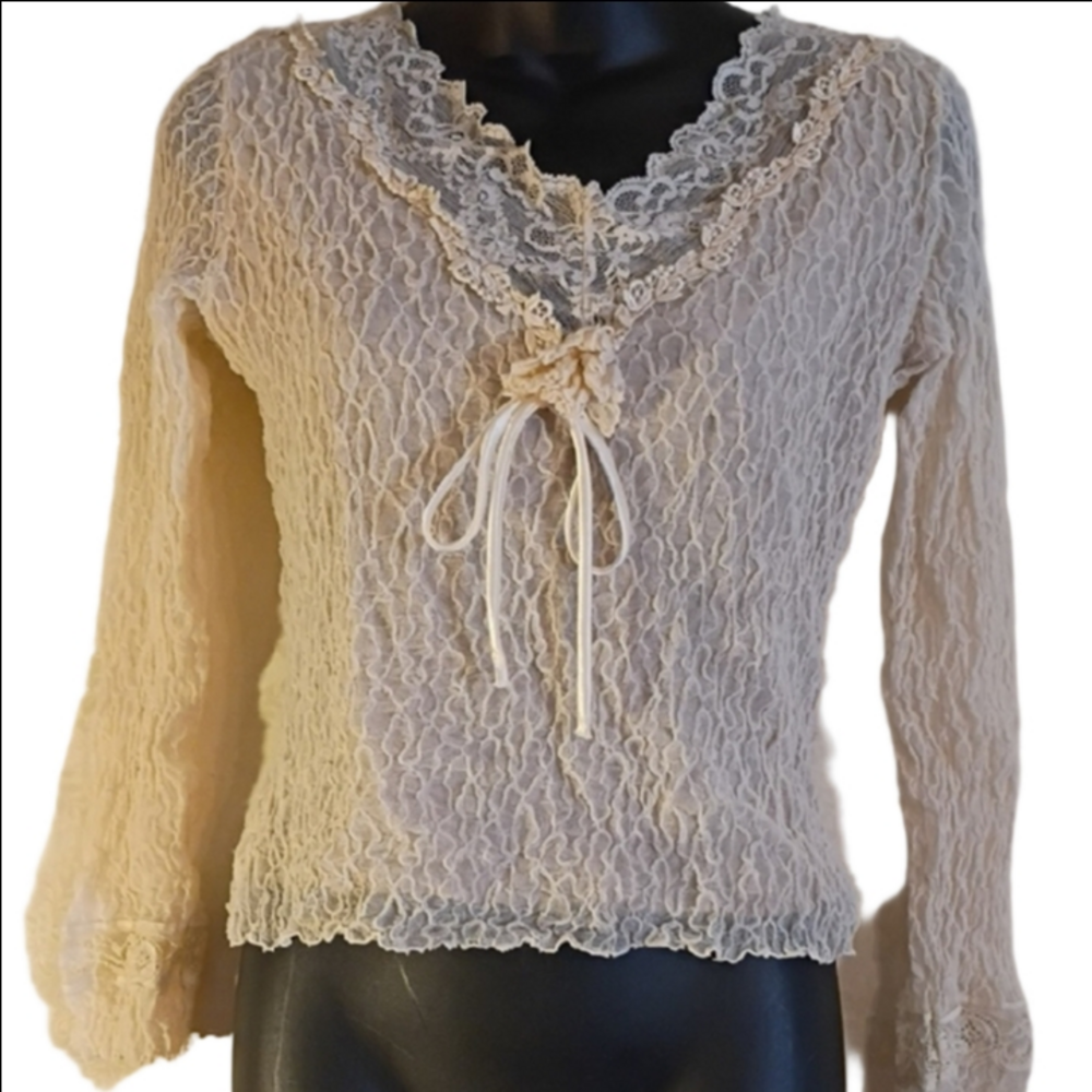 Hanky Panky Cream Lace Y2K Blouse. See Measurements, Id Think A Small.